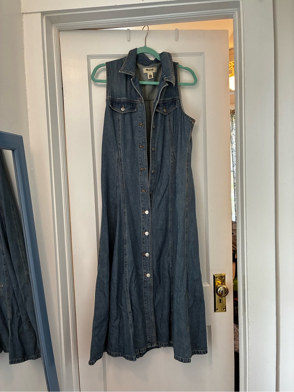Madewell Sleeveless Button-Front Denim Maxi Dress - Blue